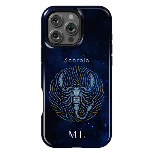 Personalized Blue Zodiac Horoscope Sign iPhone Case